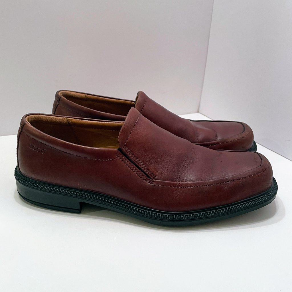 Ecco Arlanda Brown Leather Apron Toe Slip On Loafers Men's Size: 42 = 8/8.5